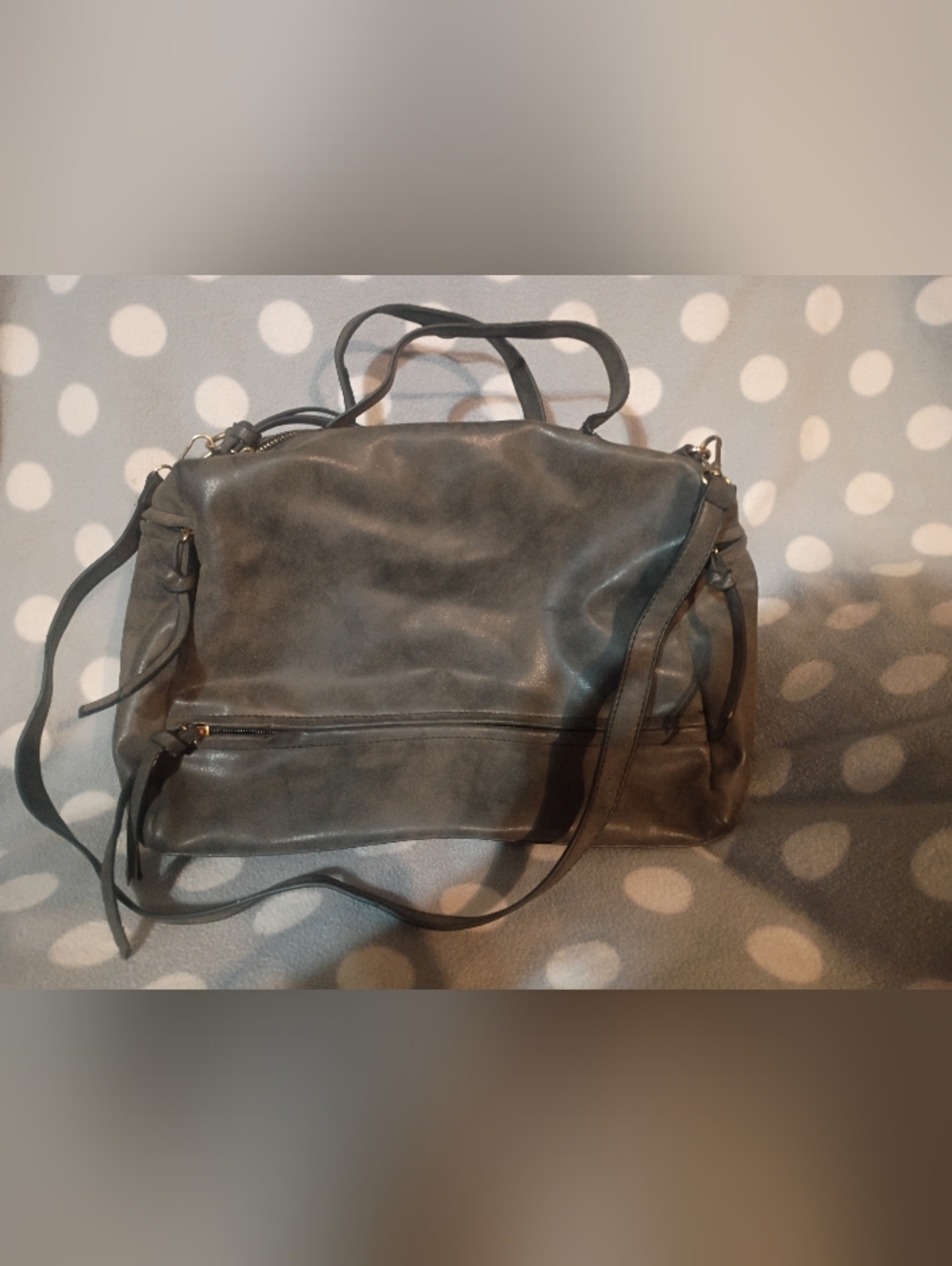 Source Unknown Charcoal Gray Leather Shoulder Satchel